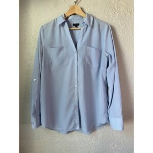 Talbots Light Blue Button Up Long Sleeve Shirt Blouse Top Women Size 10
